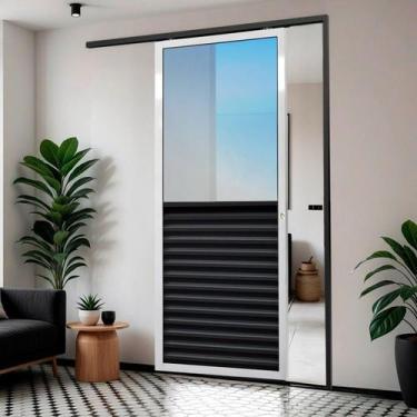 Imagem de Porta de Correr Suspensa 210x70cm Meia Veneziana Meia Vidro Esq. L.25 