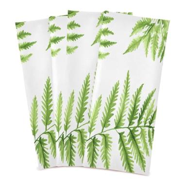 Imagem de Wassud Toalhas de cozinha folhas toalhas de prato de cozinha pacote com 4 panos de prato macios com laço para pendurar toalha de mão super absorvente de secagem rápida toalhas de chá de mesa