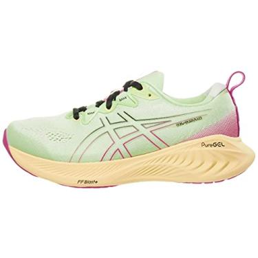 Imagem de ASICS Tênis de corrida feminino Gel-Cumulus 25, Verde sussurro/rave rosa, 5