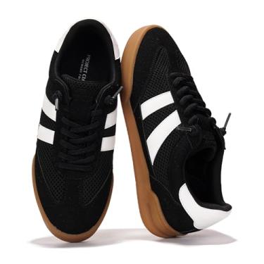 Imagem de Project Cloud Tênis feminino – Palmilha de espuma viscoelástica e sapatos leves de mola – Sapatos modernos antiderrapantes com cadarço – Tênis fashion feminino 2025 (veredicto), Preto, 36