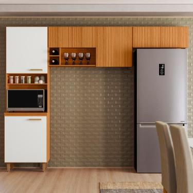 Imagem de Armário De Cozinha Ema Freijó Uv/off Acetinado/ripado Frisado Z44 - Mpozenato