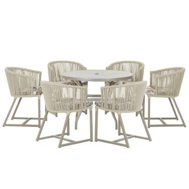 Imagem de Mesa E 6 Cadeiras De Jantar Noronha Fendi E6 Trama  Rami