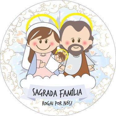 Imagem de Painel de Tecido Sublimado Redondo Santinhos Católicos Sagrada Família