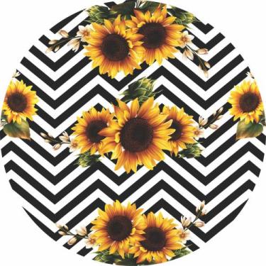 Imagem de Painel de Lona Redondo Girassóis Chevron - Fabrika De festa, 150x150cm