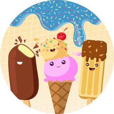 Imagem de Painel de Lona Redondo Sorvete e Picolés Felizes - Fabrika De Festa, 1