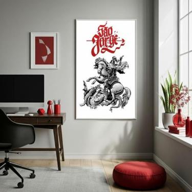 Imagem de Quadro Decorativo São Jorge - 70X50Cm - Quadros On-Line