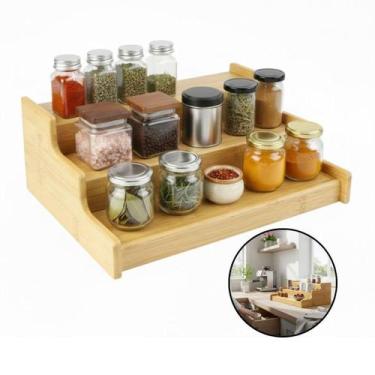 Imagem de Organizador 3 Andares Porta Temperos Cozinha Bambu Pódio - Kadê