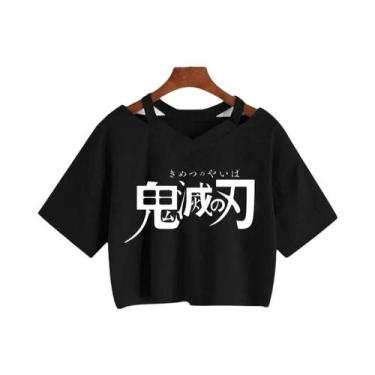 Imagem de Camiseta Feminina Demon Slayer Nezuko Kimetsu No Yaiba Crop Top Tanjir