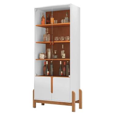 Imagem de Cristaleira De Vidro Para Sala De Jantar Nay C14 Branco/cedro - Mpozenato