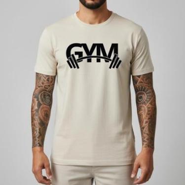 Imagem de Camiseta Masculina Vestuário Premium Fio 30.1 Penteado Off White Camisa Estilo Minimalista Academia-Masculino