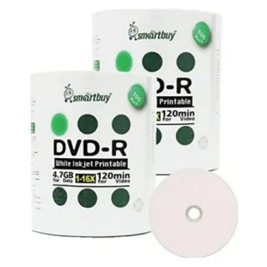 Imagem de 100 dvd-r printable smartbuy 4.7gb 120minutos 16x 