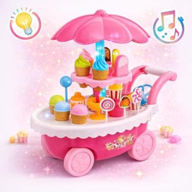 Imagem de Kit Sorveteria Musical Infantil Carrinho de Sorvete Com Luz, Som E Ace