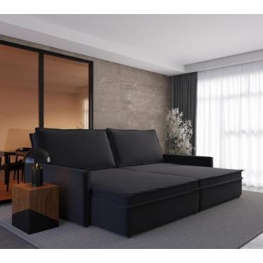 Imagem de Sofá-cama Retrátil 4 Lugares Sem Caixa Suede 2,10m Argélia - CIALAR MÓ