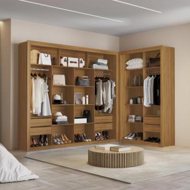 Imagem de Closet Modulado Duplo 6 Gavetas MDF Amoudi Móveis, Freijó