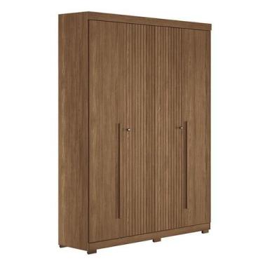 Imagem de Guarda Roupa Casal Ripado 4 Portas Buriti Jatobá Acetinado com Pés - S