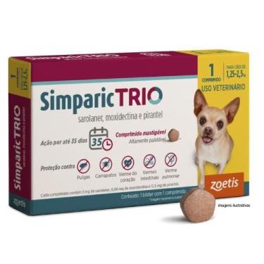 Imagem de Antipulgas e Carrapatos Simparic Trio para Cães de 1,25 a 2,5 kg com 1