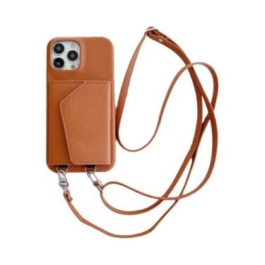 Imagem de Capa De Telefone De Couro Com Alça Transversal Para iPhone 15 14 13 12
