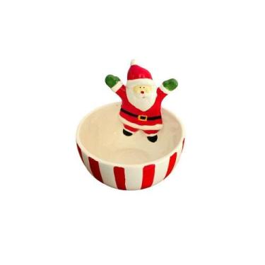 Imagem de Bowl Decorativo de Natal Noel para Decoração com Papai Noel Branco Tok
