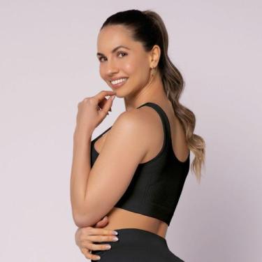 Imagem de Top Selene Canelado Fitness Sem Costura 20921, Preto, P