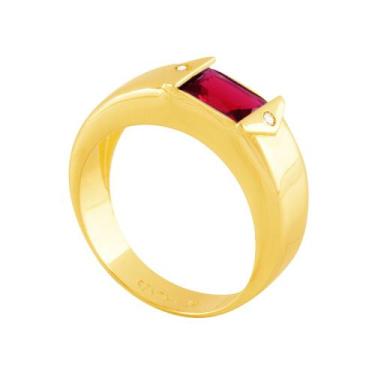 Imagem de Anel Formatura com Zircônia Citrino em Ouro 18k - AU7012 - BRUNA TESSA