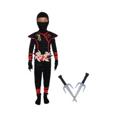Imagem de Fantasia Deluxe De Ninja Preta Para Crianças Com Acessórios De Plástic