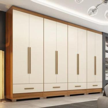 Imagem de Quarto Modulado 100% MDF 4 Peças 8 Portas 4 Gavetas Smart Plus Bege/Ci