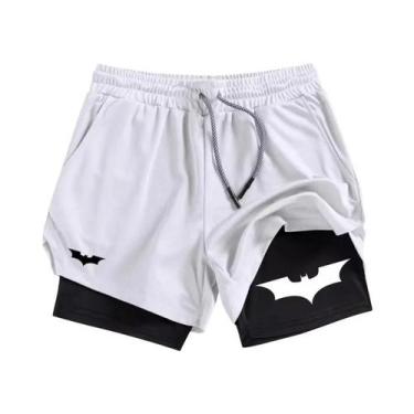 Imagem de Shorts Esportivos Masculinos Com Estampa De Morcego, Secagem Rápida, R