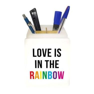 Imagem de Organizador de Mesa Iluminado Love Is In The Rainbow com 3 Pilhas LR44 Inclusas 11,5CM