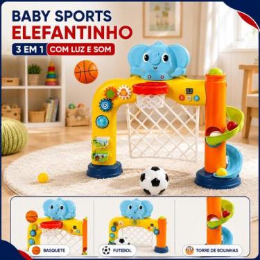 Imagem de Brinquedo Baby Sports Elefantinho 3 Em 1 Com Luz E Som - Importudo