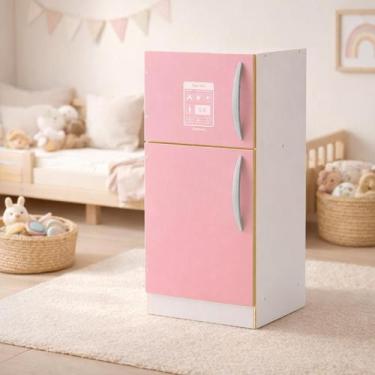Imagem de Geladeira Rosa Infantil Madeira Freezer Montessori Super Lux - Junges