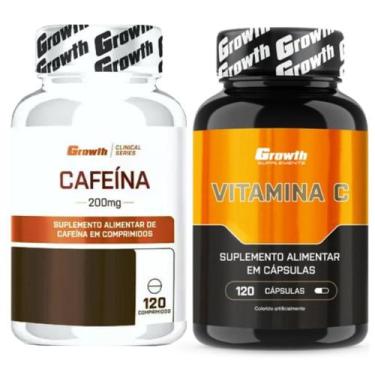 Imagem de Kit Cafeina 200mg 120 Caps + Vitamina C 120 Caps Growth