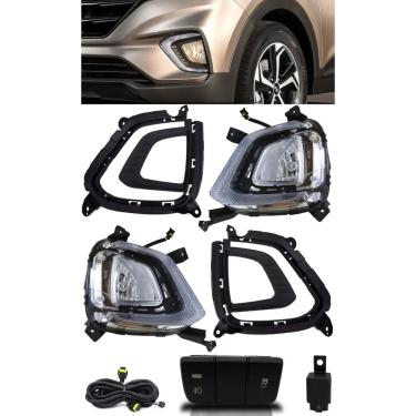 Imagem de Kit Farol de Milha Neblina Hyundai Creta 2020 LED DRL PCD Attitude Smart - Lâmpada Halógena