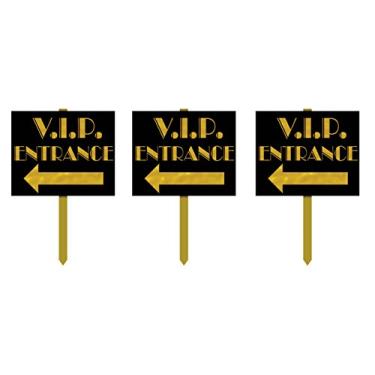 Imagem de Placa de entrada Beistle Yard, 3 partes, Black/Gold, 1