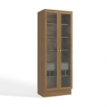 Imagem de Cristaleira Botanic com Vidro 2 Portas 1 Gaveta Nogueira e Verde Oliva