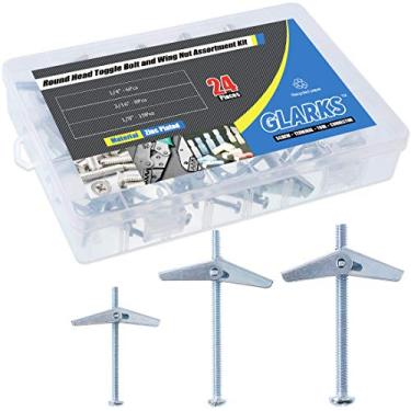 Imagem de Glarks – Kit de parafusos e porcas com 24 peças, 1,3 cm, 1,9 cm, 1,3 cm, 1,3 cm, aço banhado a zinco, cabeça redonda