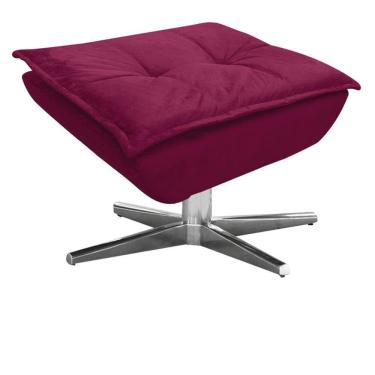 Imagem de Puff Decorativo Sala de Estar Base Giratória Cromada Opla Suede Vinho - Ibiza