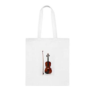Imagem de Sacola de viola engraçada, presente de sacola viola, bolsa de ombro viola, bolsas reutilizáveis de viola, ideia de presente de cesta de natal de aniversário, presente para ela, presente para ele, bolsa feminina, Branco