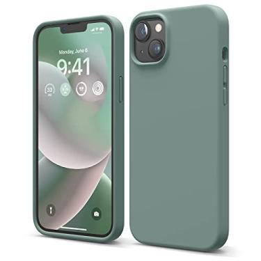 Imagem de elago Capa compatível com iPhone 14 Plus, capa de silicone líquido, capa protetora de corpo inteiro, à prova de choque, design fino, forro de microfibra macia antiarranhões, 17 cm (verde meia-noite)