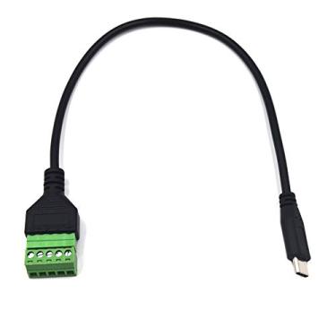 Imagem de Kework Cabo de extensão de cabo adaptador de carregamento e transferência de dados fêmea terminal de parafuso de 3 pés USB tipo C macho para 5 pinos, Type-c Male