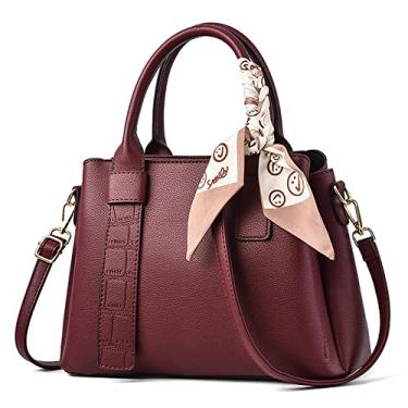 Imagem de Bolsa de mão feminina grande de couro vegano bolsa transversal bolsa de ombro feminina bolsa de viagem, Vermelho