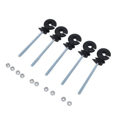 Imagem de 100 conjunto isolador de cerca el¨¦trica,isolador preto rosqueado m6 cerca el¨¦trica para cria??o de animais acess¨®rios de sistema de grade para cria??o de animais poste de madeira eletr?nico, Iso