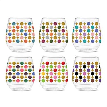 Imagem de TOSSWARE POP Série Vino Designer de 400 ml – Formas 3, conjunto de 6, qualidade premium, reciclável, inquebrável e transparente óculos de plástico