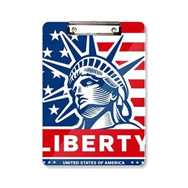 Imagem de Bandeira dos EUA com padrão de estátua da Liberdade Prancheta pasta Bloco de notas Placa de apoio A4