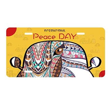 Imagem de DIYthinker Placa de carro com design de cavalo colorido em estilo mosaico para decoração de carro Dia da Paz