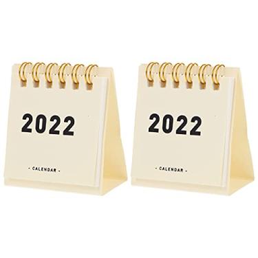 Imagem de Cabilock 2 Peças 2022 Minicalendário De Mesa 2022 Calendário De Papel De Decoração Calendário De Planejamento 2022 Virar Mini Calendário De Horários Escritório A Lista Branco Simples