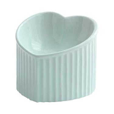 Imagem de Generic Tigela elevada inclinada de cerâmica para gatos Largura 14 cm Tigela de alimentação para gatos de Antiderrapante Base estável para gatos de, Luz verde