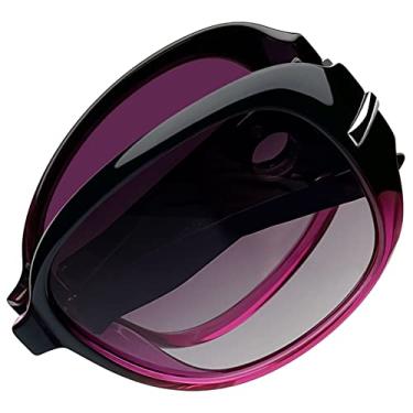 Imagem de Óculos de Sol Femininos Polarizados Dobráveis Joopin Grande Armação Óculos Escuros para Mulheres Retro Vintage Senhoras Tons(Gradiente Púrpura Dobrável)