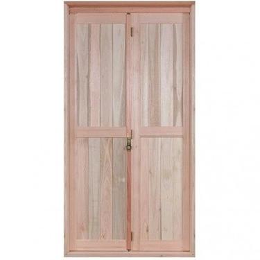 Imagem de Portas Camarão de Lambris em Vertical com Sanfona à Direita Rondosul Natural