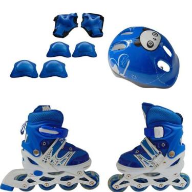 Imagem de Patins Infantil Regulável Roller Com Led + Kit De Proteção - Zippy Toy