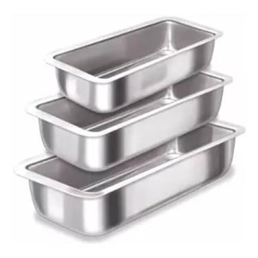 Imagem de Kit 3 peças Forma Retangular Pao Caseiro alumínio